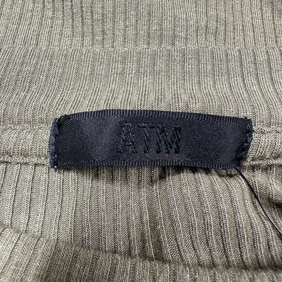 ATM NWT Army Green Modal Rib Long Sleeve Crew Neck Boy Tee Size L Stretch - Picture 3 of 9